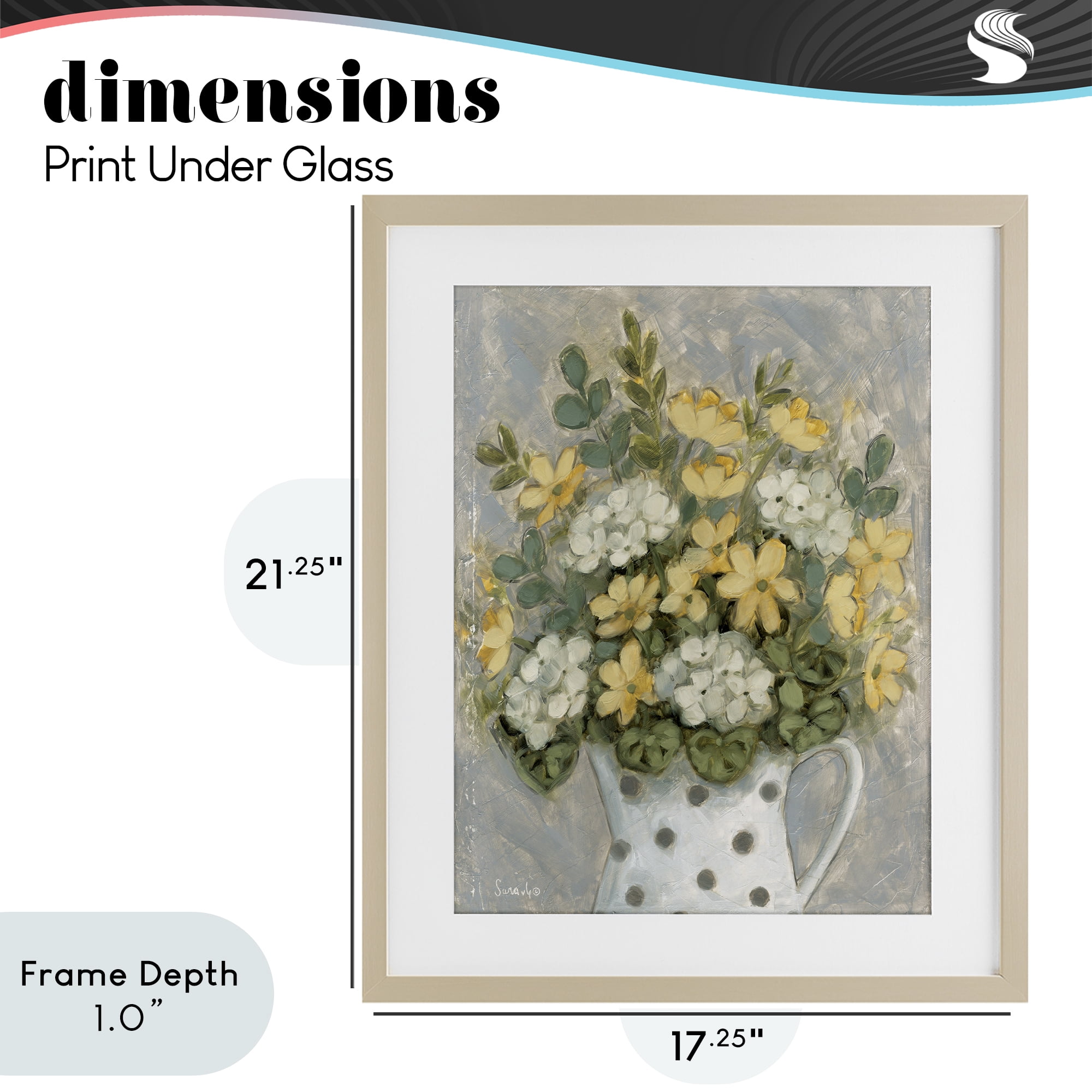 Stupell Industries Farm Fresh Bouquet Dotted Vase Birch Framed Print Under Glass, design by Sara G. Designs