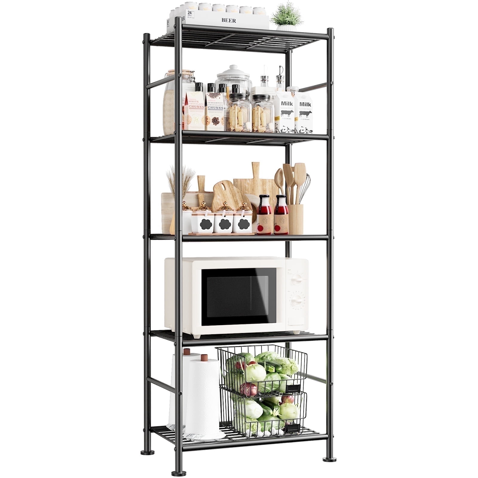 (2 pack) Sakugi 5-Tier Metal Storage Shelves, Adjustable Metal Shelves, 18" W x 12" D x 56" H, 500 lb Total Capacity, Rust-Proof Storage Rack