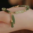 thumbnail image 2 of Fiaya Women Natural Jade Bamboo Bracelet, 1Pc Retro Exquisite Green Joint Bracelet, Fashionable Versatile Beaded Bracelet for Women Birthday Valentine Mother's Day (A), 2 of 2
