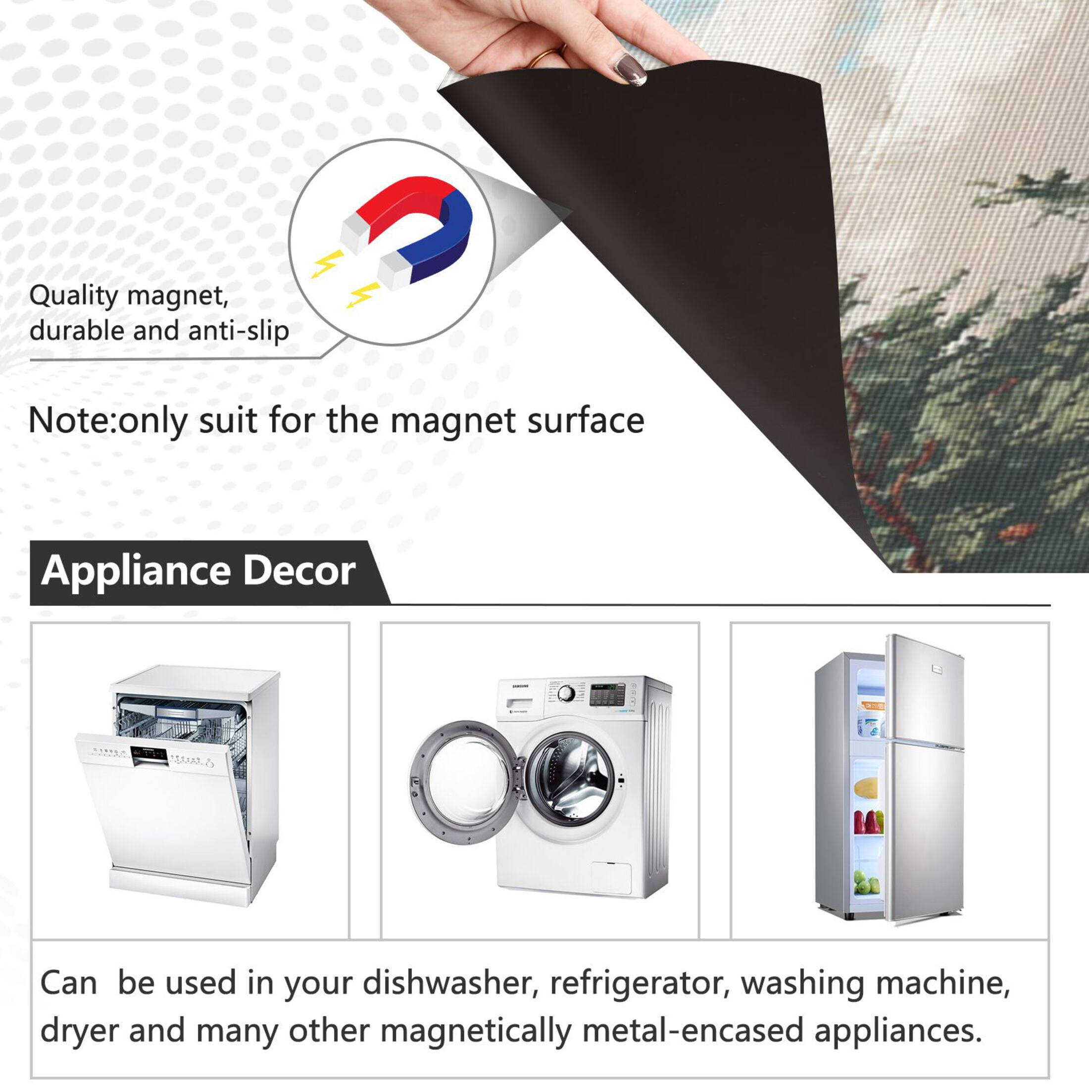 23x26 Inch Magnetic Appliance Cover Dishwasher Sticker Home Decorative Art Kitchen Panel Decal Trimmable Apples and Baskets