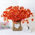 thumbnail image 1 of Violetas de seda de otoño artificial | Tallos de flores de imitación de naranja | Manojo de 5 piezas | Decoración de plantas de simulación realista | Plástico de 15,75 pulgadas | Inicio Fiesta de, 1 of 8