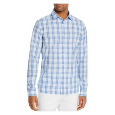 The Mens store Mens Blue Tartan Plaid Button Down Casual Shirt L