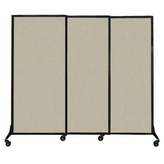 Versare QuickWall Sliding Portable Partition | Black Frame | 7' x 5'10" Sand Fabric Panels