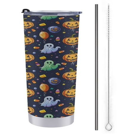 

ZHANGS Pumpkin Balloon Halloween -990 Coffee Tumbler Insulated Tumbler Cups with Lid and Straws Leak Proof Stainless Steel Coffee Thermos Mug for Hot/Cold Travel Car