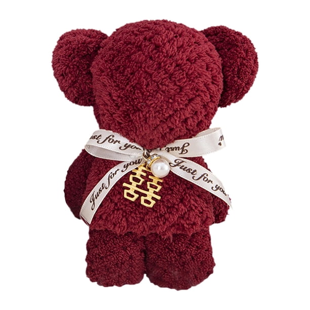 Toalla con forma de oso, toalla de baño, toalla de ducha suave, toalla absorbente para platos Carácter Xi rojo