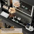 thumbnail image 5 of PUFFCAFE Makeup Vanity Desk with Mirror and Lights,Glass Top Vanity Table with RGB Cabinets,Large Dressing Table for Women Bedroom,Black Vanity, 5 of 8