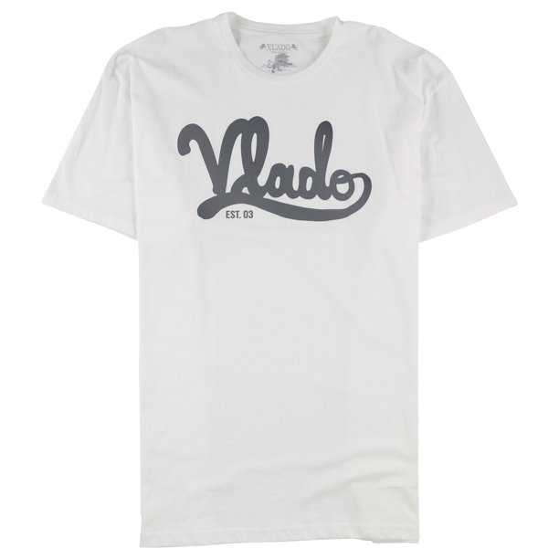 Vlado Mens Large Logo Graphic T-Shirt, white2, XL
