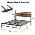 thumbnail image 7 of Yartaka Queen Size Platform Bed Frame with Storage Bedside, Rustic Vintage Wood Headboard, Mattress Foundation, Strong Metal Slats Support, No Box Spring Needed, 7 of 7