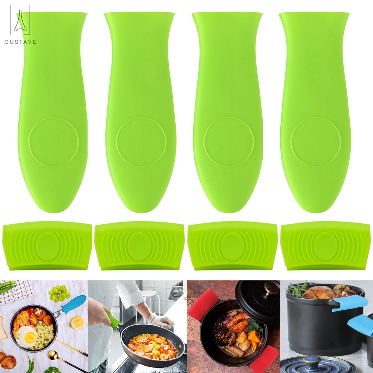 Gustave 8pcs Silicone Hot Handle Holder Rubber Pot Handles Cover Assist