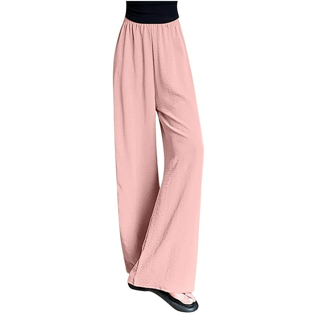 LLYwey Pantalons de Randonnée pour Femmes Respirants Taille Haute Anti-Moustique Jambes Droites Larges Nouveaux Pantalons Longs Réguliers Roses TG