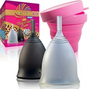 Talisi Menstrual Cups - Reusable Menstruation Period Cup with Collapsible Menstrual Cup Sterilizer - Feminine Cup Alternative to Tampons for Regular and Heavy Flow - Large and Small Cup Menstrual Set