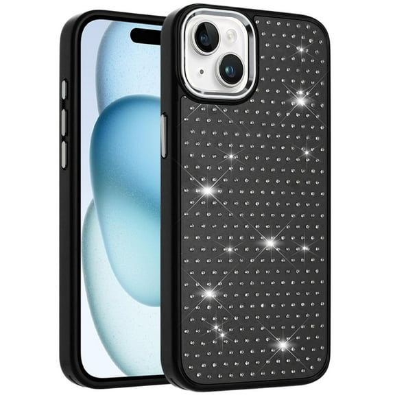 XPM for Apple iPhone 17 Phone Case, Bling Diamond Metallic, Full Sparkle Chrome Edged Hybrid Protective Shockproof Cover for Apple iPhone 17 (6.3") (Black)