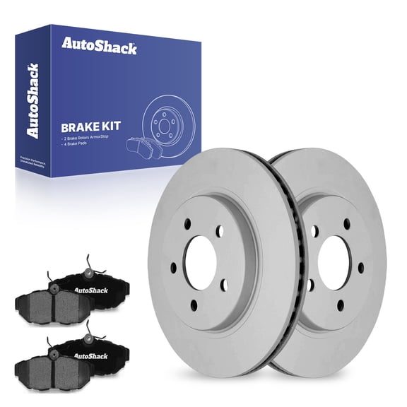 AutoShack 11.83" (300.5 mm) Rear Vented Brake Rotors Coated   Ceramic Brake Pads | Replacement for 2011-2014 Ford Mustang | 6-PC Brake Kit | ArmorStop