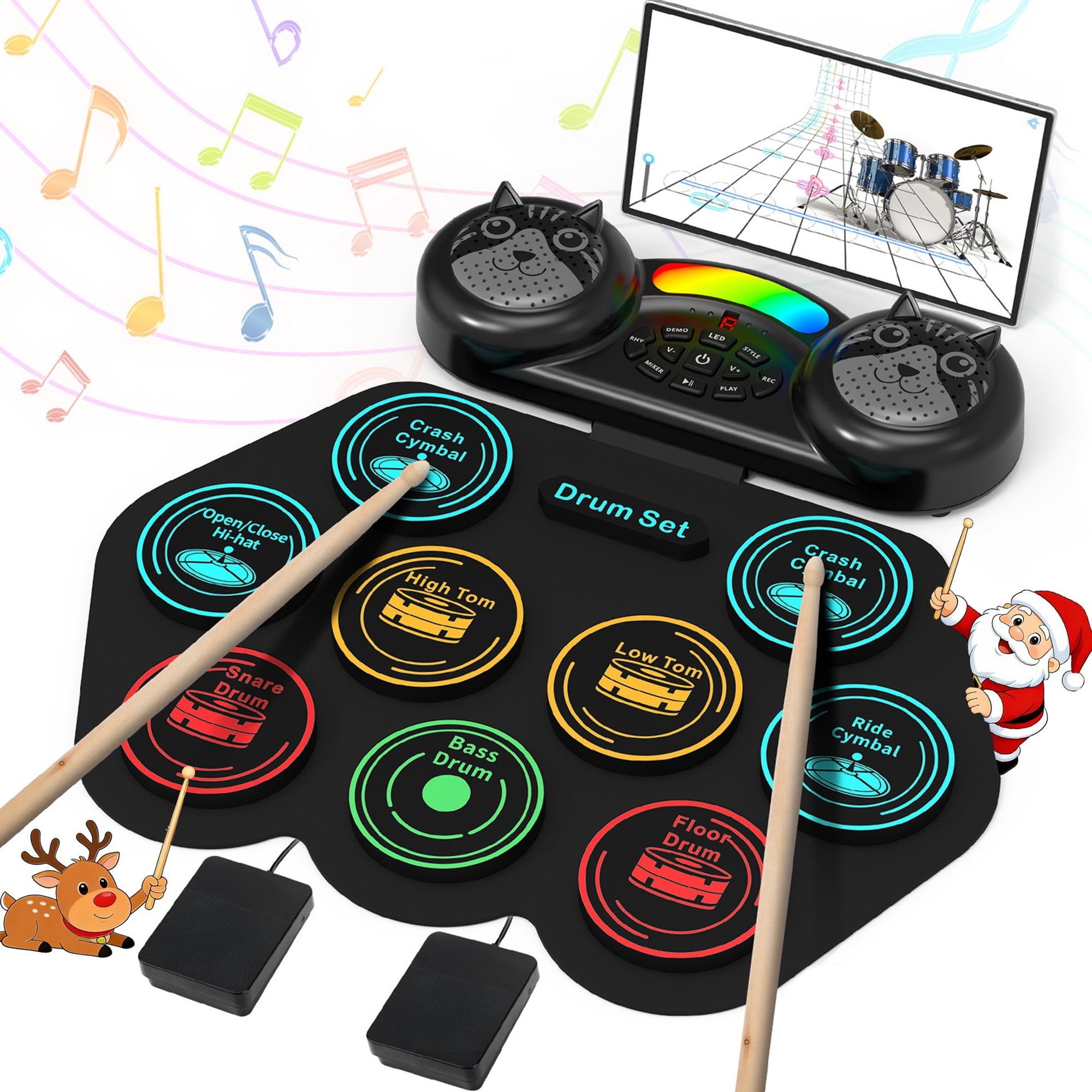 Burufy 9-Pad Electronic Drum Set with Bluetooth Speakers photo 1