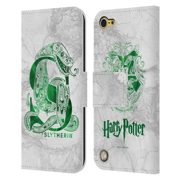 Head Case Designs Officially Licensed Harry Potter Deathly Hallows IX Slytherin Aguamenti Leather Book Wallet Case Cover Compatible with Apple iPod Touch 5G 5th Gen