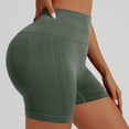 thumbnail image 5 of Domuza Womens Workout Impact Shorts V Back Butt Lifting Tummy Control Gym Shorts Comfy Running Seamless Booty Biker Shorts Green L, 5 of 8