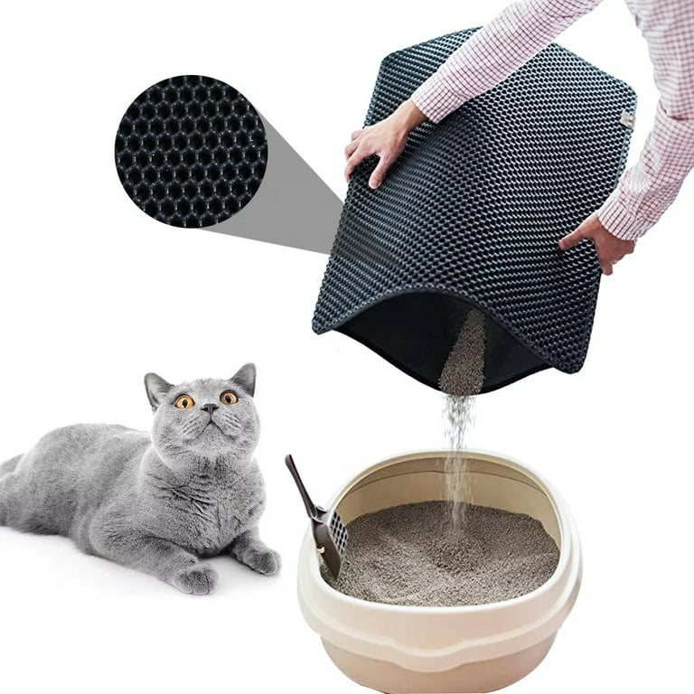 Cat Litter MAT Catcher - Paw-Shaped Innovative Grass-Like Material Traps  and Catches Litter While Remaining Soft On Paws - 1 Year warranty - 24 x 18