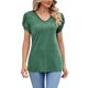thumbnail image 1 of Gibobby Camiseta Powerblend con Cuello en V Camiseta suelta informal con cuello en V para mujer, blusa manga corta con estampado(Verde,G), 1 of 4