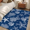 thumbnail image 5 of Navy Blue Coastal 3'x5' Washable Rug, Nautical Beach Starfish Coral Summer Non-Slip Area Rugs for Entryway Kitchen Classroom, StainResistant Dorm Throw Carpet, Low Pile Soft Indoor Floor Mat, 5 of 9
