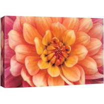 IDEA4WALL Canvas Wall Art Blooming Orange and Pink Dahlia Pinnata Floral Flower Photography Realism Modern Closeup Colorful for Living Room, Bedroom, Office - 24"x36"