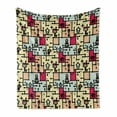 thumbnail image 1 of Space Soft Flannel Fleece Throw Blanket, Geometric Grid Design with Stripes Dots Retro Background Robot Pattern, Cozy Plush for Indoor and Outdoor Use, 50" x 70", Multicolor, by Ambesonne, 1 of 6