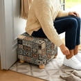 thumbnail image 5 of SCRAWLGOD Tribal Plaid Print Brown Beige Ottoman Slipcover, Square Washable Ottoman Slipcovers for Foot Stool Furniture Protector for Living Room Nonslip Foot Stool Cover Elastic Bottom, 5 of 7