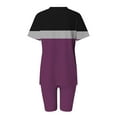 thumbnail image 3 of GERsome Womens 2 Piece Outfits Sweatsuits Summer Short Sleeve Loungewear Tracksuit Color Block V Neck Lounge Shorts Sets S-3XL, 3 of 5