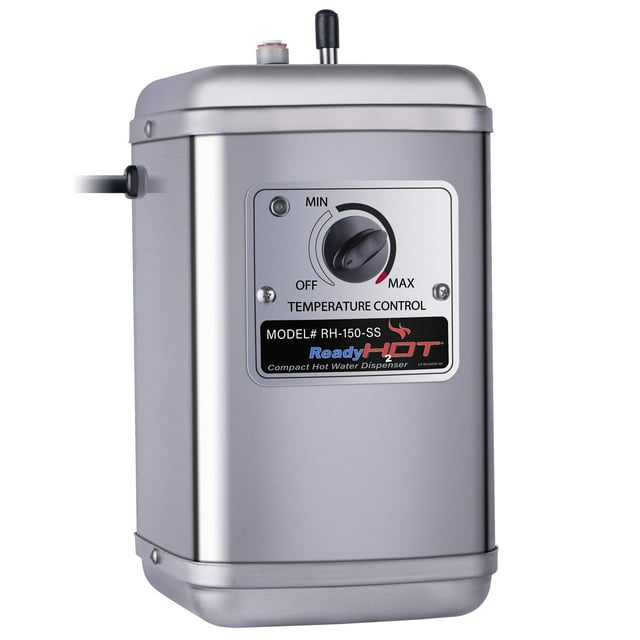 Ready Hot Distributeur Compact d'Eau Chaude Instantanée, Réservoir Mural à Contrôle de Température Réglable, Réservoir Seulement Sans Robinet, Réservoir en Acier Inoxydable 40-RH-150-SS
