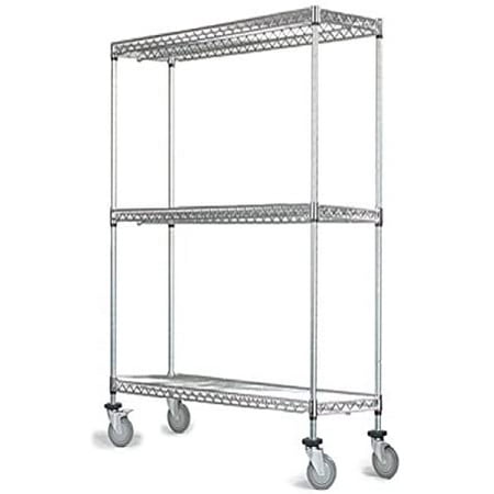 

21 Deep x 60 Wide x 60 High 3 Tier Stainless Steel Wire Mobile Shelving Unit with 1200 lb Capacity