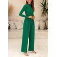 thumbnail image 5 of PRETTYGARDEN Womens Jumpsuit Dressy Casual Spring Fall Fashion One Piece Outfits Long Sleeve Mock Neck Wide Leg Pants Rompers, 5 of 8