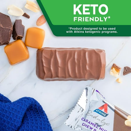 Atkins Endulge Treat, Caramel Nut Chew Bar, Keto Friendly, 5 Count