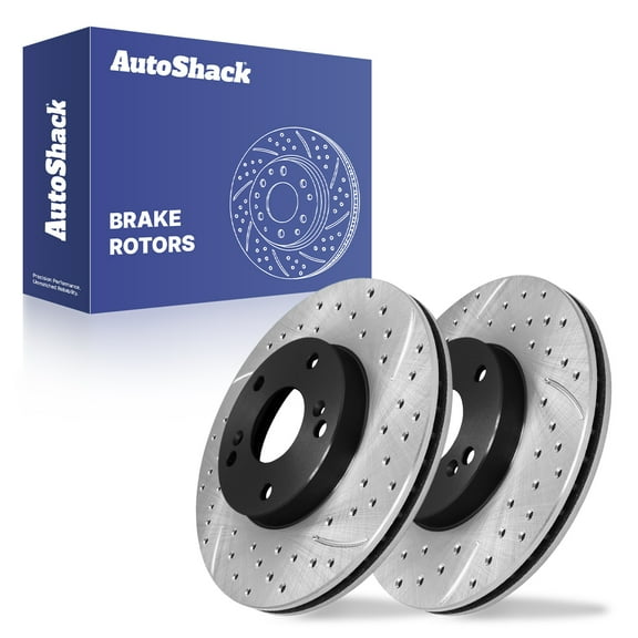 AutoShack 11.8" (299.8 mm) Front Vented Drilled & Slotted Brake Rotors E-Coated | Replacement for 2003-2012 Honda Accord 2003-2008 Honda Pilot 1999-2008 Acura TL | 2-PC Set | ShadowGuard