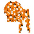 thumbnail image 5 of NOEGOEU Kids Boys Girls Halloween Pajamas Long Sleeve Top and Pants Sleepwear Set 2-9Y (Orange,2-3 Years), 5 of 7