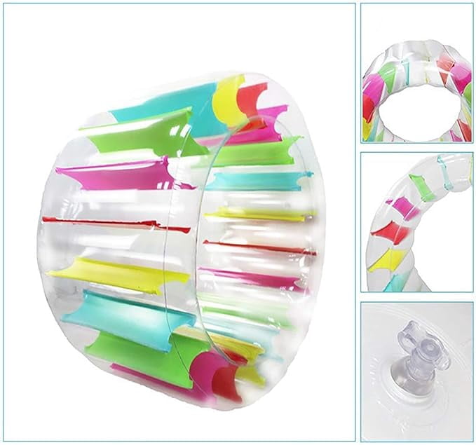 40 Inch Large Inflatable Water Wheel Roller Float Colorful Pool Float with Repair Patches for Family Indoor Outdoor Pool Lake Beach Backyard Lawn
