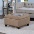 thumbnail image 1 of Designs4Comfort Table Basse Ottomane Carrée Herald avec Rangement en Tissu Beige, 1 of 12