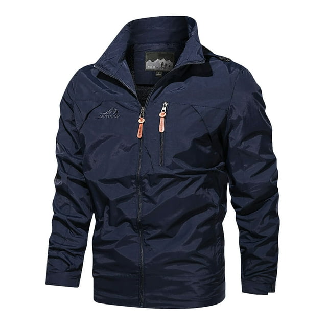 Rinsvye Manteau d'Hiver Décontracté pour Hommes, Couleur Unie, Col à Revers, Multi-Poches