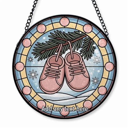 Baby’s First Christmas Stained Glass Suncatcher Window Hanging – Customizable Window Hanging for Family, Friends, Man & Woman, Christmas 2025 Tree Decoration