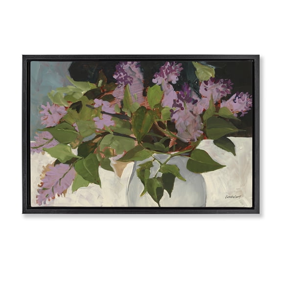 Stupell Industries Contemporary June Lilacs Bouquet Black Floating Frame Canvas Art, 25 x 17, by Katherine Lovell