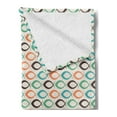 thumbnail image 2 of Retro Soft Flannel Fleece Throw Blanket, Retro Style Fish Pattern Underwater World Aquatic Fun Joyful, Cozy Plush for Indoor and Outdoor Use, 50" x 60", Salmon Brown Turquoise, by Ambesonne, 2 of 5