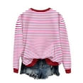 thumbnail image 3 of Makaor Womens Sweatshirts Christmas Plus Size Crew Neck Tops Striped Long Sleeve Pullover Tees Fleece Cute Vacation Clothes, 3 of 7