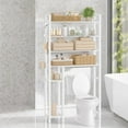 thumbnail image 3 of LEDREM 4-Tier Over-The-Toilet Storage Organizer with Adjustable Shelves & Hooks, Bamboo Bathroom Shelving Unit, Space-Saving Design, Cloud White, 3 of 6