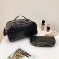 thumbnail image 4 of Bolsa de cosméticos PU caja de maquillaje multifuncional 2 piezas para viaje femenino (negro) Likrtyny Cuidado Belleza, 4 of 7
