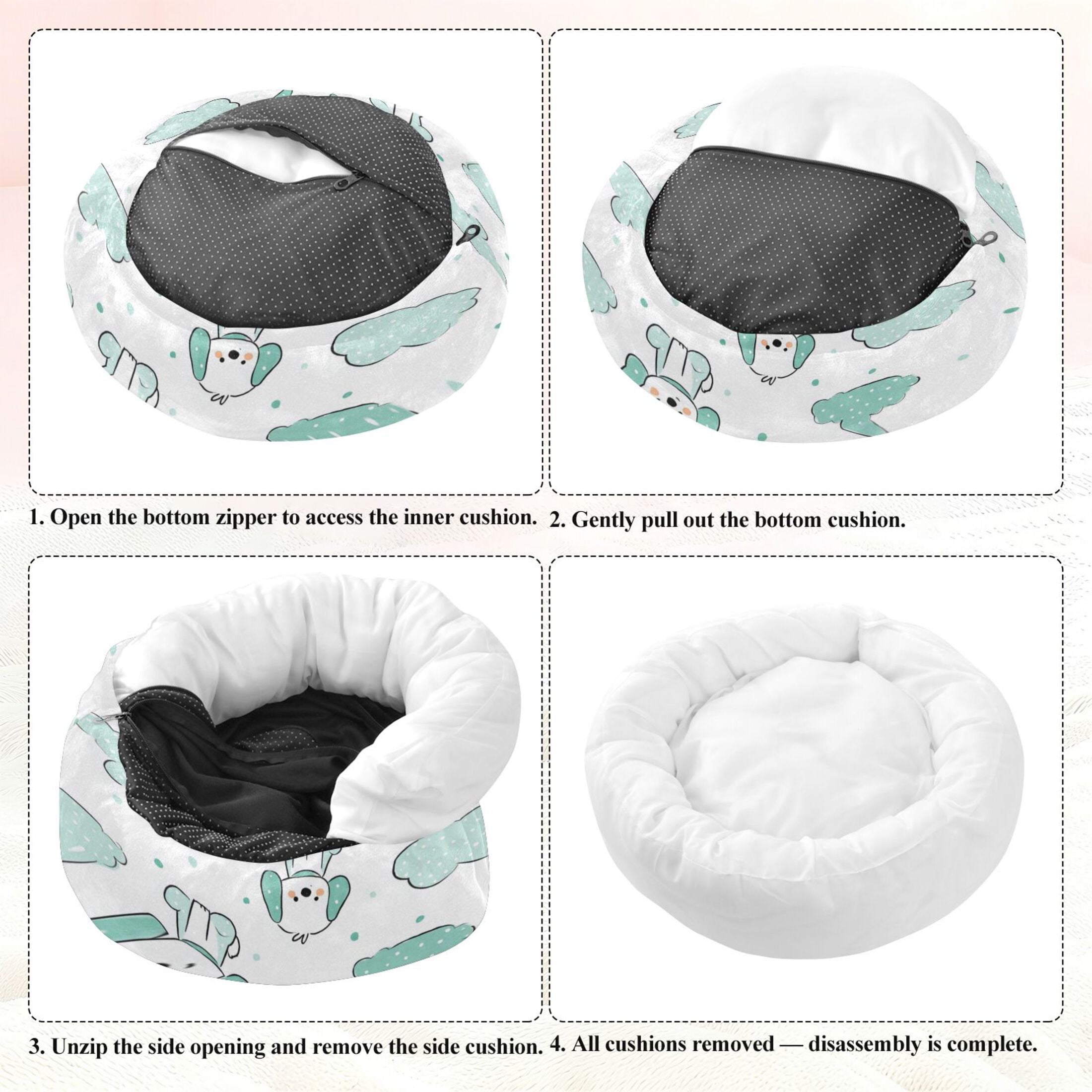 Iauyy Pet Couch Donut Cat Bed for Indoor Cats/Small Dogs Washable & Machine with Non-slip Bottom Calming Cat Furniture, Dot (M)