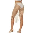 thumbnail image 3 of INSPIRE CHIC Women's Hollow Out Tassle Skirts Beach Cover Up Fish Net Wrap Mesh Sheer Maxi Sarong Swimwear M Beige, 3 of 5