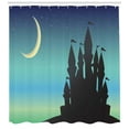 thumbnail image 3 of Ambesonne Magic Moon Shower Curtain, Castle and Gradient Sky, 69"Wx84"L, Seafoam Pale Yellow, 3 of 3