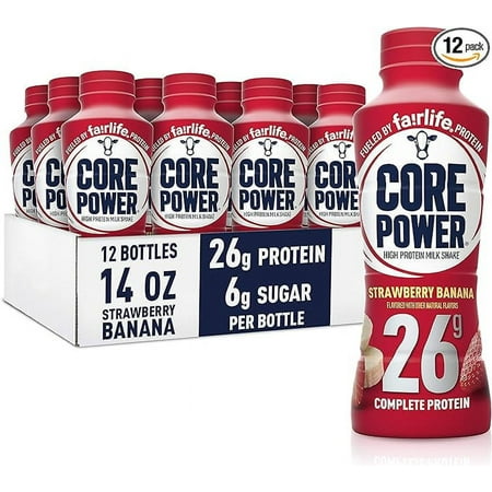 Fairlife Core Power 26g Complete Protein Strawberry Banana Milk Shake - Kosher - 14 oz (12 Pack)