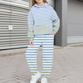 thumbnail image 2 of Girls Boys 2 Piece Sweatsuits Sets Hoodie Sweatshirt and Jogger Sweatpants Tracksuit Unisex Kids Sweat Set (14-15 Years, Light Blue|Striped), 2 of 5