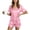 Pink, variant on NominalSnug Satin Pajamas Sets for Women Button down Short Sleeves Tops and Elastic Waist Shorts Pjs Set Comfy Sleepwear