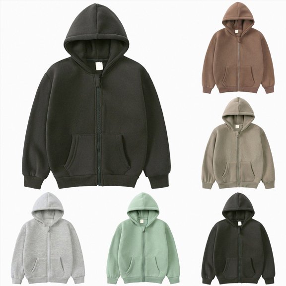 2-3 Years Toddler Big Girls Zip Up Hoodie Kids Full Zipper Hooded Sweatshirt Long Sleeve Hooded Sweatshirts Bronze School Hoodie