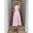 thumbnail image 5 of Women'S High Waist Sleeveless Striped Solid Color Dress 2025 Summer New Style Dress Pink S, 5 of 9